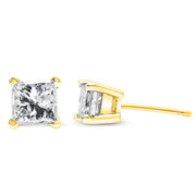 Bids.com 14K Yellow Gold 1.00 Cttw Princess-Cut Square Near Colorless Diamond Classic 4-Prong Solitaire Stud Earrings (J-K Color, I1-I2 Clarity) Earrings White Smoke Yellow.Gold / 1