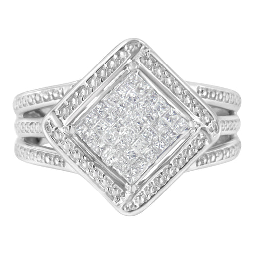 Bids.com .925 Sterling Silver 2/5 Cttw Princess Cut Diamond Square On Point Cluster Composite Cocktail Ring (H-I Color, SI1-SI2 Clarity) - Size 6 Rings White Smoke 8 / White.Sterling Silver,7.5 / White.Sterling Silver,6 / White.Sterling Silver,7.25 / White.Sterling Silver,7 / White.Sterling Silver,6.5 / White.Sterling Silver