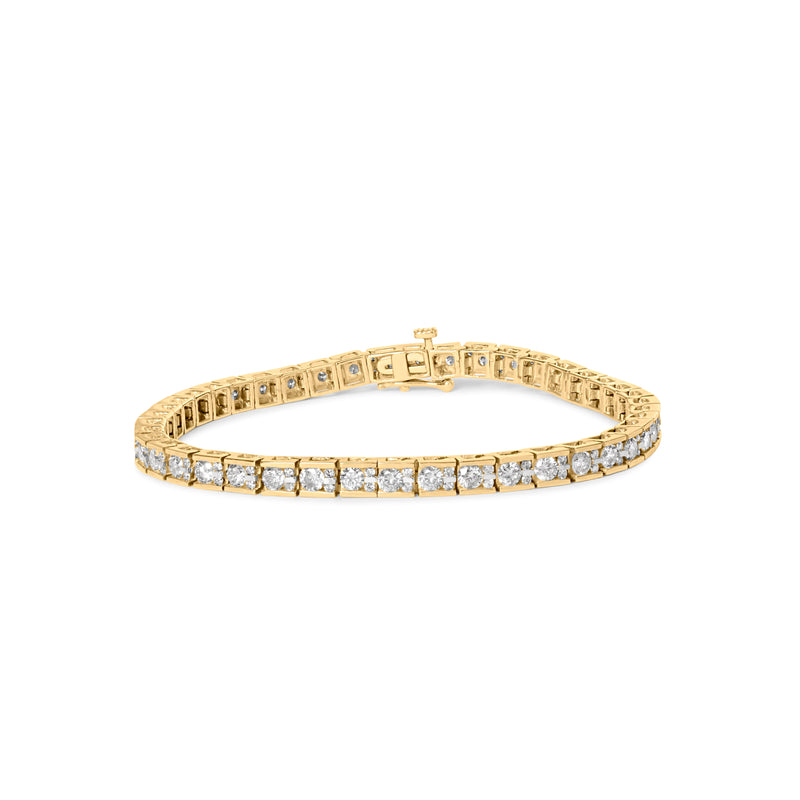 Bids.com 10K Yellow Gold 4.00 Cttw Channel Set Round Diamond Tennis 7" Bracelet (J-K Color, I1-I2 Clarity) Bracelets White Smoke Yellow.Gold / 7