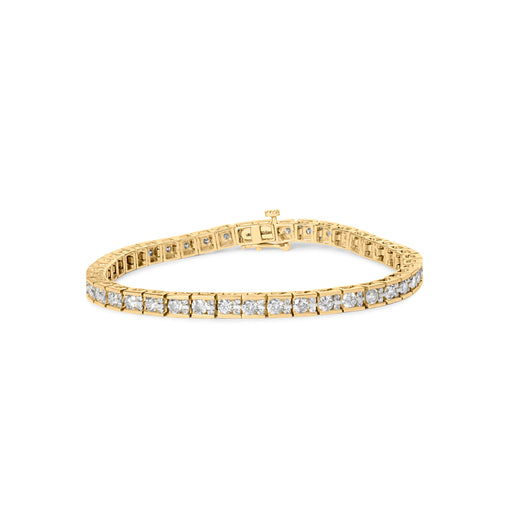 Bids.com 10K Yellow Gold 4.00 Cttw Channel Set Round Diamond Tennis 7" Bracelet (J-K Color, I1-I2 Clarity) Bracelets White Smoke Yellow.Gold / 7