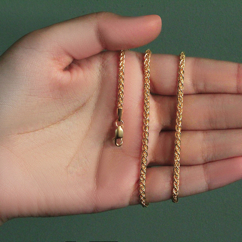 Bids.com 14k Yellow Gold 2.8mm Light Weight Wheat Chain Necklaces Dark Slate Gray 18 / Yellow Gold,20 / Yellow Gold,22 / Yellow Gold,24 / Yellow Gold