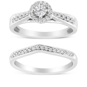 Bids.com .925 Sterling Silver 1/3 Cttw Diamond Halo and Pave Shank Engagement Ring Set (I-J Color, I3 Clarity) - Ring Size 7 Rings White Smoke 7 / White.Sterling Silver,6 / White.Sterling Silver,8 / White.Sterling Silver,9 / White.Sterling Silver,5 / White.Sterling Silver,10 / White.Sterling Silver