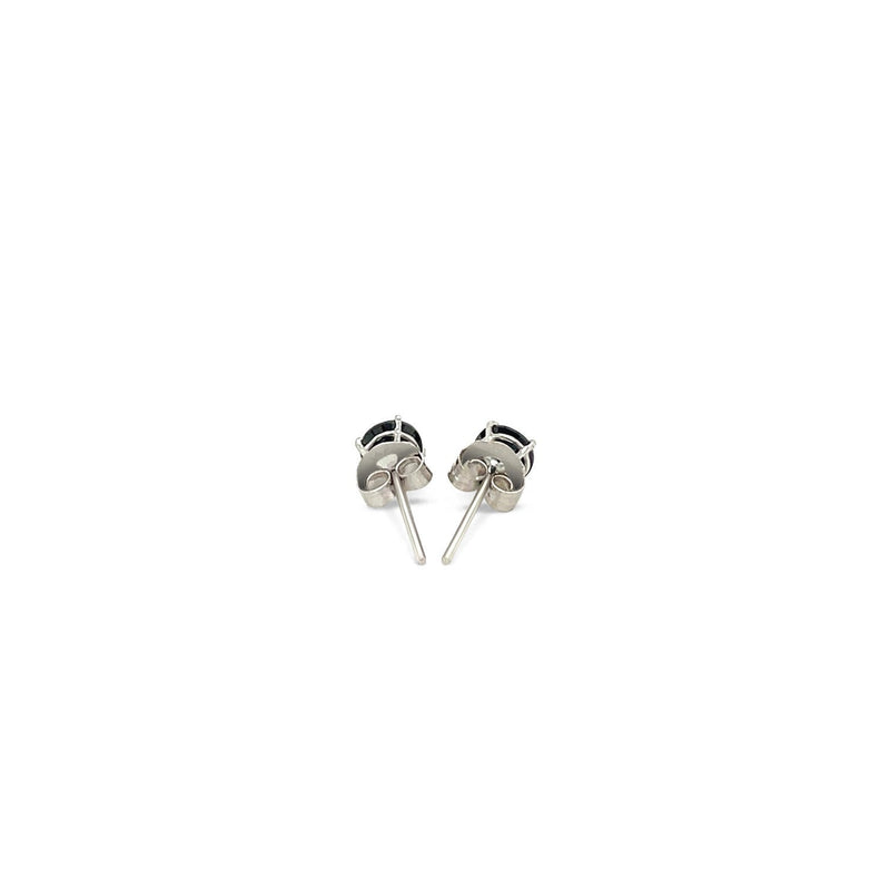 Bids.com 14k White Gold Stud Earrings with Black 4mm Cubic Zirconia Earrings White Smoke White Gold
