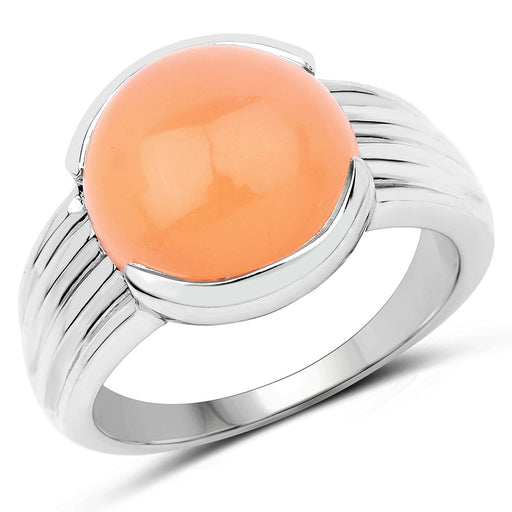 Bids.com 6.00 Carat Genuine Peach Moonstone .925 Sterling Silver Ring Rings White Smoke size 7.00,size 6.00,size 8.00,size 9.00