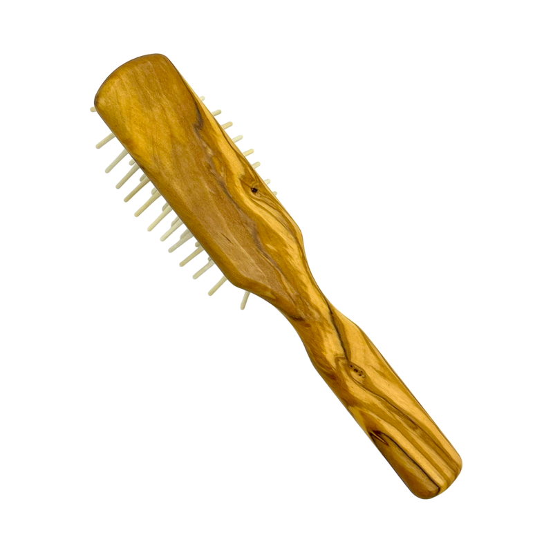 Dural Dural Olive wood rubber cushion hair brush with long wooden pins Hair Brush Dark Goldenrod