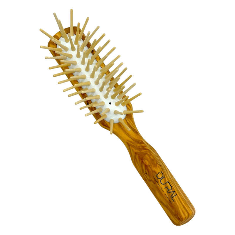 Dural Dural Olive wood rubber cushion hair brush with long wooden pins Hair Brush Dark Goldenrod