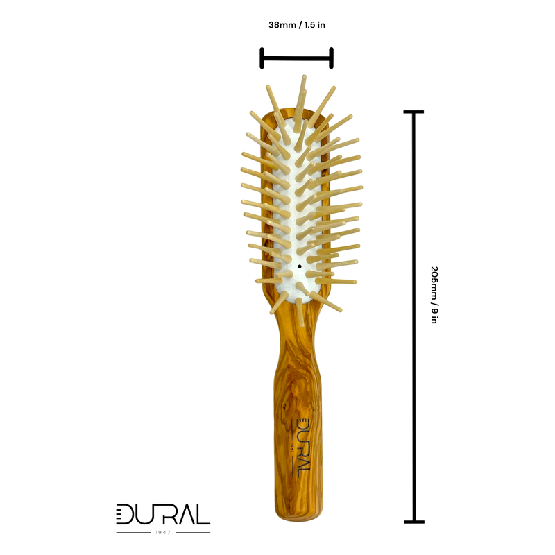 Dural Dural Olive wood rubber cushion hair brush with long wooden pins Hair Brush Dark Goldenrod