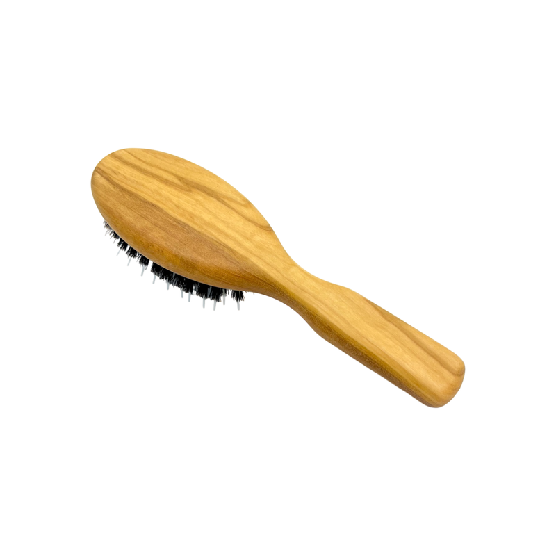 Dural Dural Olive wood rubber cushion hair brush with boar bristles and nylon Hair Brush Sandy Brown