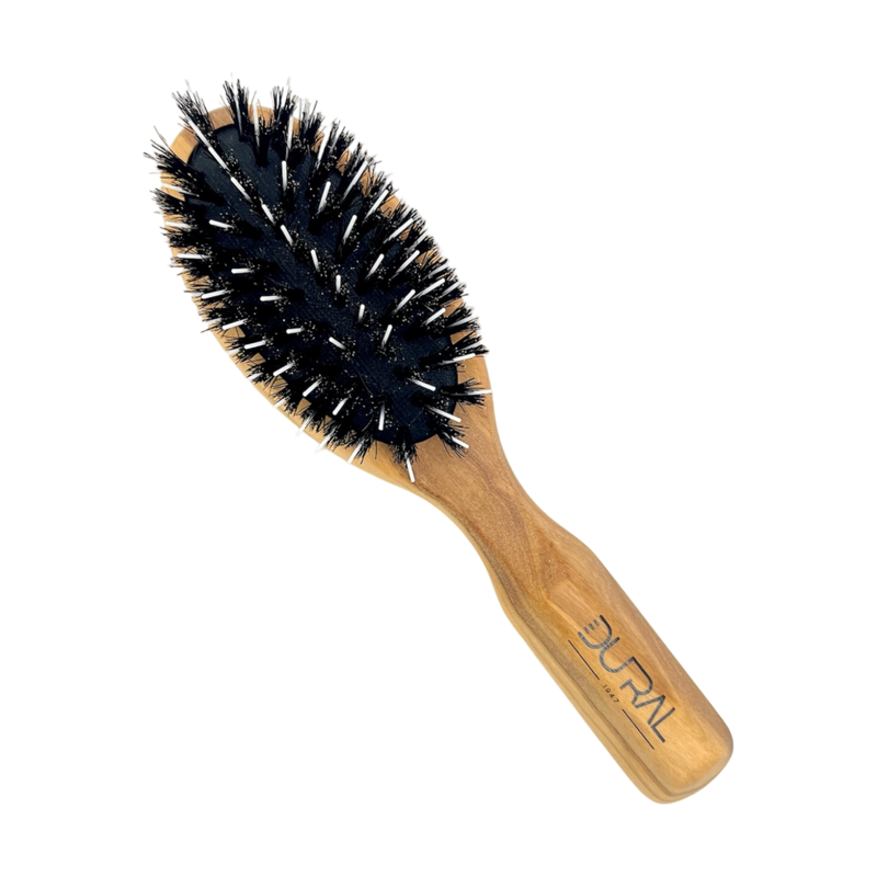 Dural Dural Olive wood rubber cushion hair brush with boar bristles and nylon Hair Brush Tan