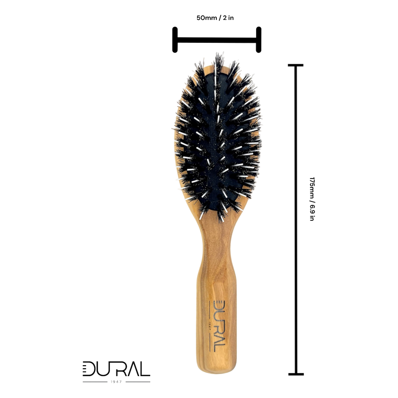 Dural Dural Olive wood rubber cushion hair brush with boar bristles and nylon Hair Brush Black