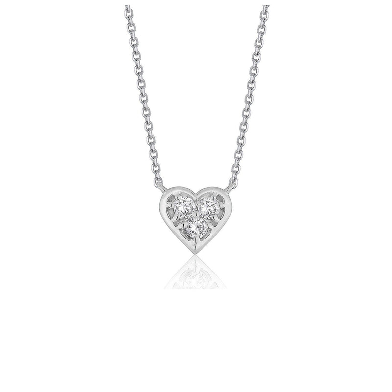Bids.com Diamond Heart Design Pendant in 14k White Gold Necklaces White Smoke 16 / White Gold