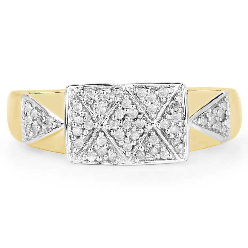Bids.com 14K Yellow Gold Plated 0.21 Carat Genuine White Diamond .925 Sterling Silver Ring Rings Gray size 10.00,size 11.00,size 6.00,size 7.00,size 8.00,size 9.00