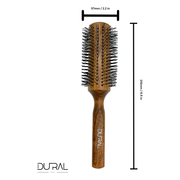 Dural Dural Beech wood round-styler hair brush with nylon pins - 16 rows Hair Brush Dark Olive Green