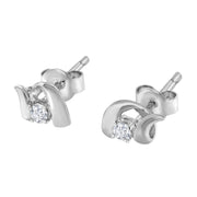 Bids.com .925 Sterling Silver Round Cut Diamond Fashion Stud Earrings (0.10 cttw, I-J Color, I2-I3 Clarity) Earrings White Smoke White.Sterling Silver / 0.1