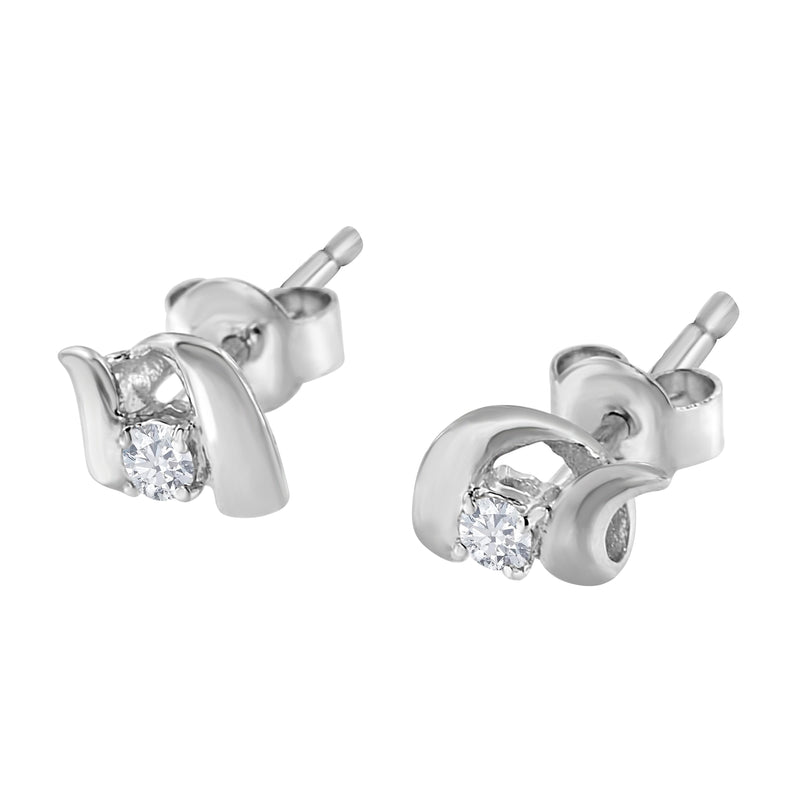 Bids.com .925 Sterling Silver Round Cut Diamond Fashion Stud Earrings (0.10 cttw, I-J Color, I2-I3 Clarity) Earrings White Smoke White.Sterling Silver / 0.1