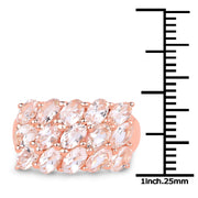 Bids.com 14K Rose Gold Plated 3.30 Carat Genuine Morganite .925 Sterling Silver Ring Rings White Smoke size 7.00,size 6.00,size 8.00,size 9.00,size 5.00
