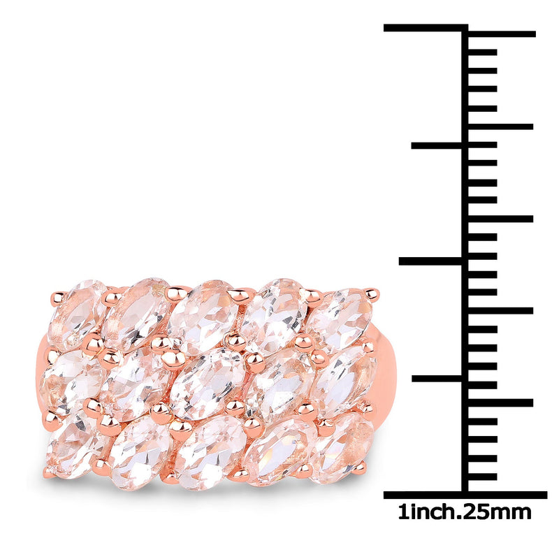 Bids.com 14K Rose Gold Plated 3.30 Carat Genuine Morganite .925 Sterling Silver Ring Rings White Smoke size 7.00,size 6.00,size 8.00,size 9.00,size 5.00