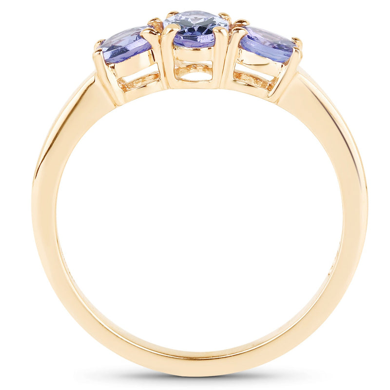 Bids.com 18K Yellow Gold Plated 0.90 Carat Genuine Tanzanite .925 Sterling Silver Ring Rings White Smoke size 6.00,size 7.00,size 8.00,size 9.00,size 5.00,size 10.00