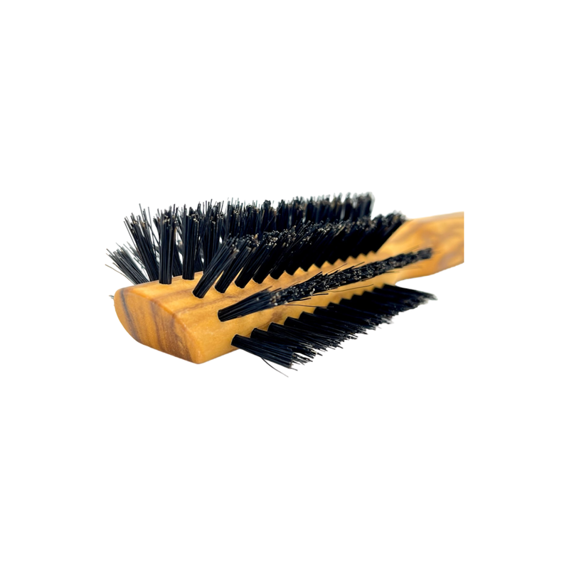 Dural Dural Olive wood half-round hair brush with boar bristles - 7 rows Hair Brush Black