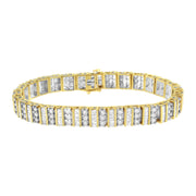 Bids.com 14K Yellow Gold 5.50 Cttw Round and Baguette Diamond Link Bracelet Bracelets White Smoke Yellow.Gold / 7