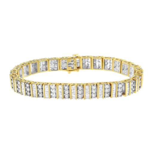 Bids.com 14K Yellow Gold 5.50 Cttw Round and Baguette Diamond Link Bracelet Bracelets White Smoke Yellow.Gold / 7