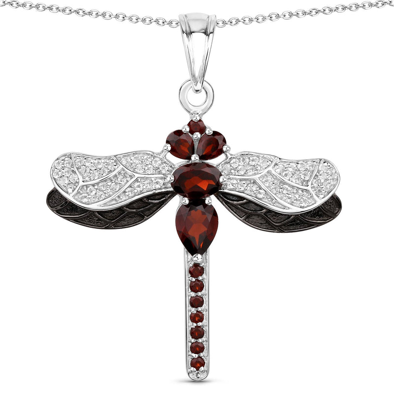 Bids.com 2.29 Carat Genuine Garnet and White Topaz .925 Sterling Silver Pendant Pendants White Smoke size 18.00