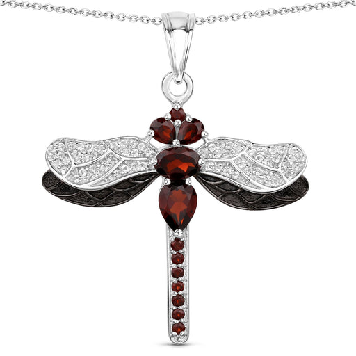 Bids.com 2.29 Carat Genuine Garnet and White Topaz .925 Sterling Silver Pendant Pendants White Smoke size 18.00