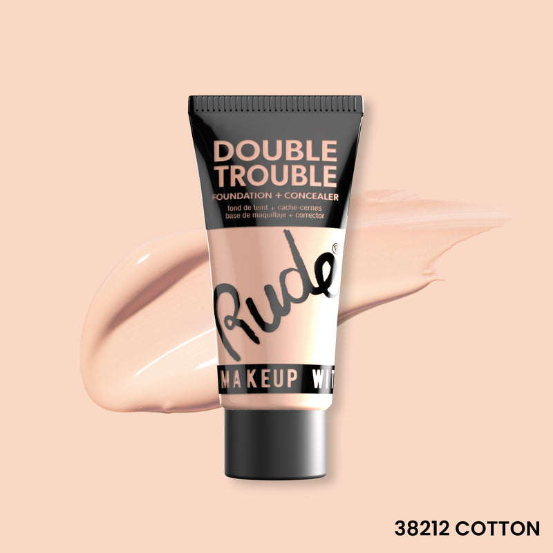 Rude Cosmetics Double Trouble Foundation and Concealer Foundation Peach Puff Cotton 02