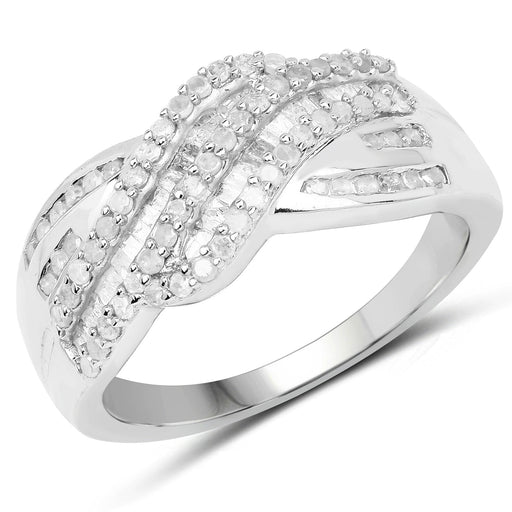 Bids.com 0.64 Carat Genuine White Diamond .925 Sterling Silver Ring Rings White Smoke size 7.00,size 8.00,size 6.00,size 9.00