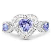 Bids.com 1.09 Carat Genuine Tanzanite and White Diamond .925 Sterling Silver Ring Rings White Smoke size 5.00,size 6.00,size 5.50,size 7.00,size 8.00,size 9.00