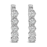 Bids.com 14K Gold 1/2 Cttw Diamond Earring Zig-Zagging Geometric Hoop Earrings (G-H Color, SI1-SI2) Earrings White Smoke White.Gold / 0.5