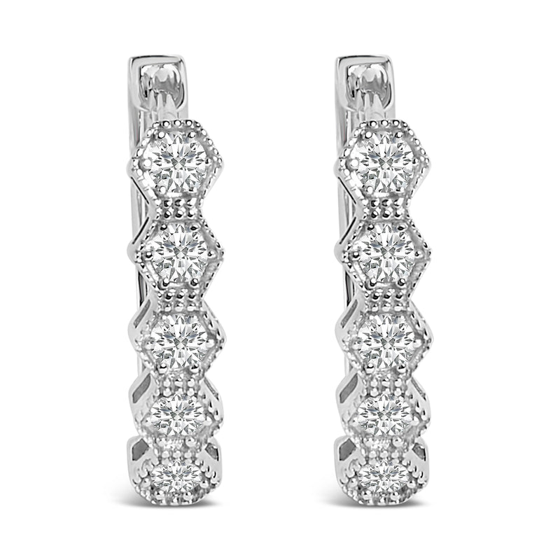 Bids.com 14K Gold 1/2 Cttw Diamond Earring Zig-Zagging Geometric Hoop Earrings (G-H Color, SI1-SI2) Earrings White Smoke White.Gold / 0.5
