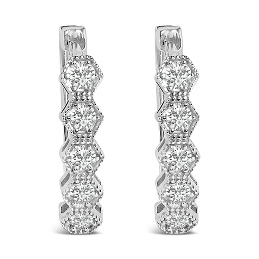 Bids.com 14K Gold 1/2 Cttw Diamond Earring Zig-Zagging Geometric Hoop Earrings (G-H Color, SI1-SI2) Earrings White Smoke White.Gold / 0.5