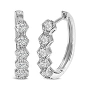 Bids.com 14K Gold 1/2 Cttw Diamond Earring Zig-Zagging Geometric Hoop Earrings (G-H Color, SI1-SI2) Earrings White Smoke White.Gold / 0.5