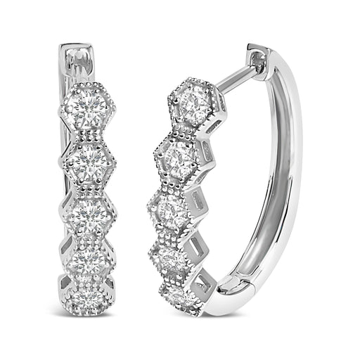 Bids.com 14K Gold 1/2 Cttw Diamond Earring Zig-Zagging Geometric Hoop Earrings (G-H Color, SI1-SI2) Earrings White Smoke White.Gold / 0.5
