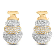 Bids.com 18K Two-Toned Gold 5.00 Cttw Diamond Three-tier Domed Button Omega Back Earrings (G-H Color, VS2-SI1 Clarity) Earrings White Smoke YellowWhite.Gold / 5