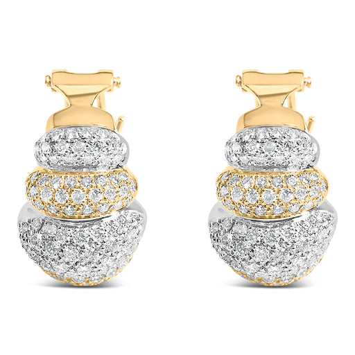 Bids.com 18K Two-Toned Gold 5.00 Cttw Diamond Three-tier Domed Button Omega Back Earrings (G-H Color, VS2-SI1 Clarity) Earrings White Smoke YellowWhite.Gold / 5