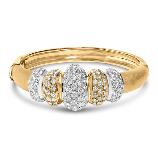 Bids.com 18K Gold 6.00 Cttw Diamond Graduating Dome Bangle Bracelet (G-H Color, VS2-SI1 Clarity) Bracelets White Smoke YellowWhite.Gold / 7.75