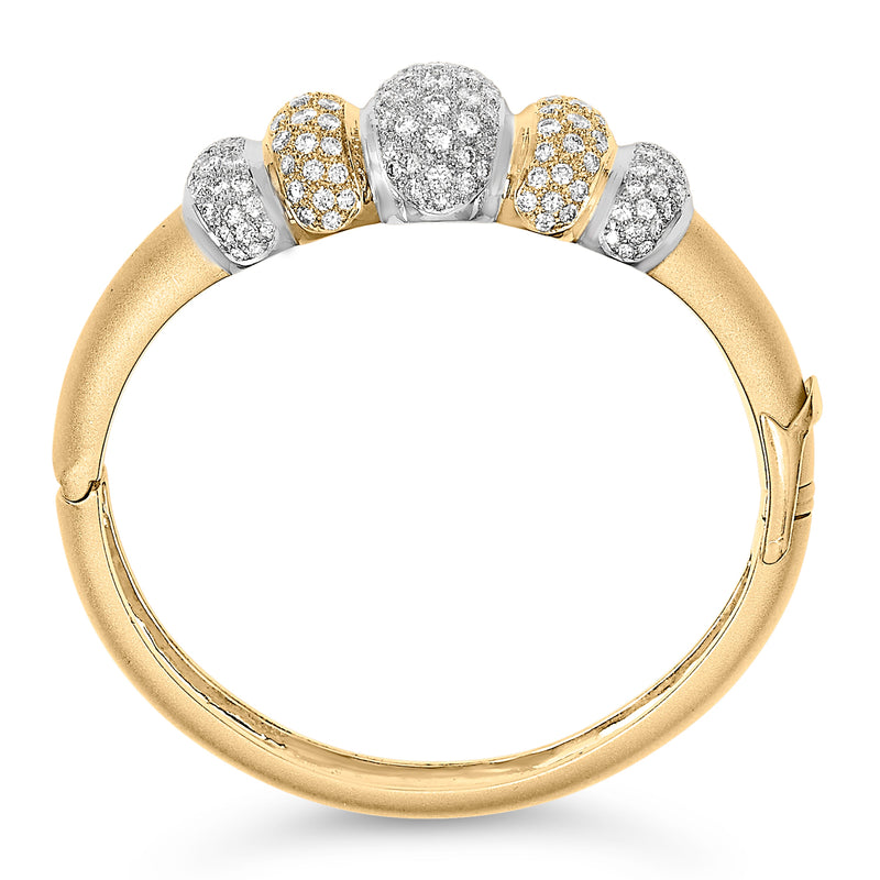 Bids.com 18K Gold 6.00 Cttw Diamond Graduating Dome Bangle Bracelet (G-H Color, VS2-SI1 Clarity) Bracelets White Smoke YellowWhite.Gold / 7.75