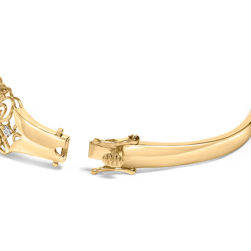 Bids.com 14K Gold 1.00 Cttw Diamond Vintage Inspired Floral Bangle Bracelet (H-I Color, SI1-SI2 Clarity) - 7.75" Inches Bracelets White Smoke Yellow.Gold / 7.75