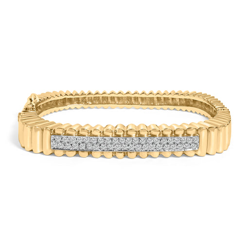 Bids.com 14K Yellow Gold 1 1/4 Cttw Diamond Ribbed Rounded Rectangle Bangle Bracelet (G-H Color, VS2-SI1 Clarity) - 7.75" Inches Bracelets White Smoke Yellow.Gold / 7.75