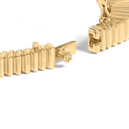 Bids.com 14K Yellow Gold 1 1/4 Cttw Diamond Ribbed Rounded Rectangle Bangle Bracelet (G-H Color, VS2-SI1 Clarity) - 7.75" Inches Bracelets White Smoke Yellow.Gold / 7.75