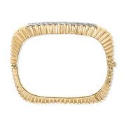 Bids.com 14K Yellow Gold 1 1/4 Cttw Diamond Ribbed Rounded Rectangle Bangle Bracelet (G-H Color, VS2-SI1 Clarity) - 7.75" Inches Bracelets White Smoke Yellow.Gold / 7.75