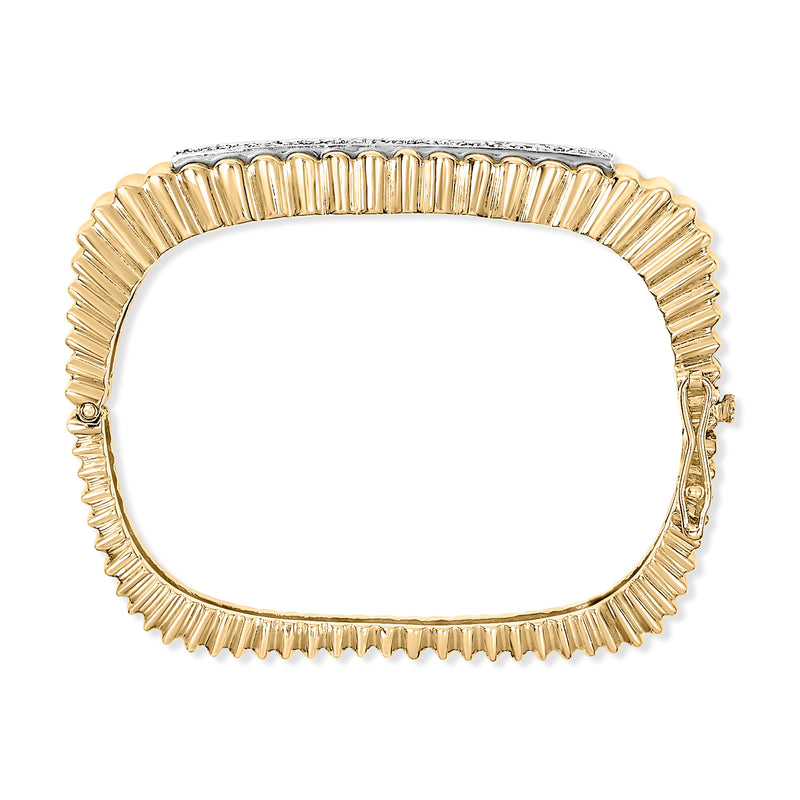 Bids.com 14K Yellow Gold 1 1/4 Cttw Diamond Ribbed Rounded Rectangle Bangle Bracelet (G-H Color, VS2-SI1 Clarity) - 7.75" Inches Bracelets White Smoke Yellow.Gold / 7.75