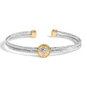 Bids.com 18K Yellow Gold Plated .925 Sterling Silver Diamond Accent Dragonfly Medallion Bangle Bracelet (I-J Color, SI1-SI2 Clarity) - 7.75 Inches Bracelets White Smoke YellowWhite.Sterling Silver / 7.75