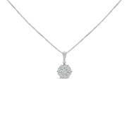 Bids.com 14K White Gold 1 1/5 Cttw Diamond Composite Cluster Pendant Necklace (F-G Color, VS2-SI1 Clarity) - 18" Inches Necklaces White Smoke White.Gold / 18