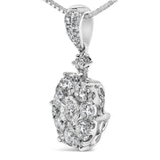 Bids.com 14K White Gold 1 1/5 Cttw Diamond Composite Cluster Pendant Necklace (F-G Color, VS2-SI1 Clarity) - 18" Inches Necklaces White Smoke White.Gold / 18