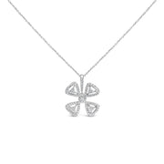 Bids.com 14K White Gold 5/8 Cttw Diamond 4 Leaf Floral Pendant Necklace (H-I Color, I1-I2 Clarity) - 18" Inches Necklaces White Smoke White.Gold / 18
