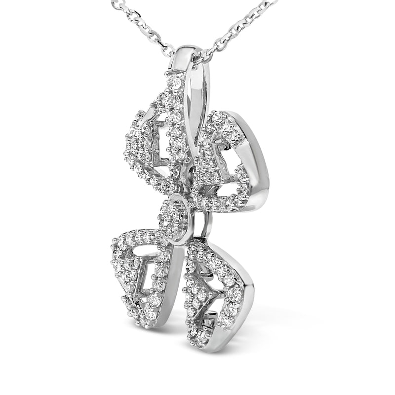 Bids.com 14K White Gold 5/8 Cttw Diamond 4 Leaf Floral Pendant Necklace (H-I Color, I1-I2 Clarity) - 18" Inches Necklaces White Smoke White.Gold / 18