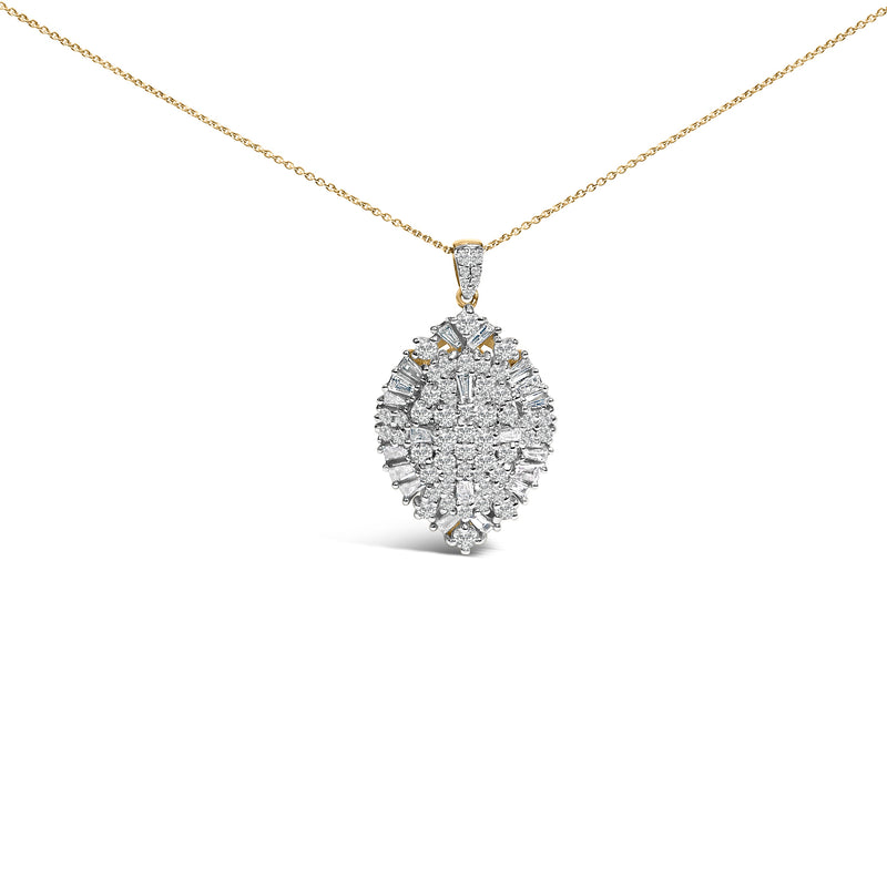 Bids.com 14K White and Yellow Gold 2.00 Cttw Diamond Cluster Pear Shaped Pendant Necklace (G-H Color, SI2-I1 Clarity) -20" Inches Necklaces White Smoke YellowWhite.Gold / 20